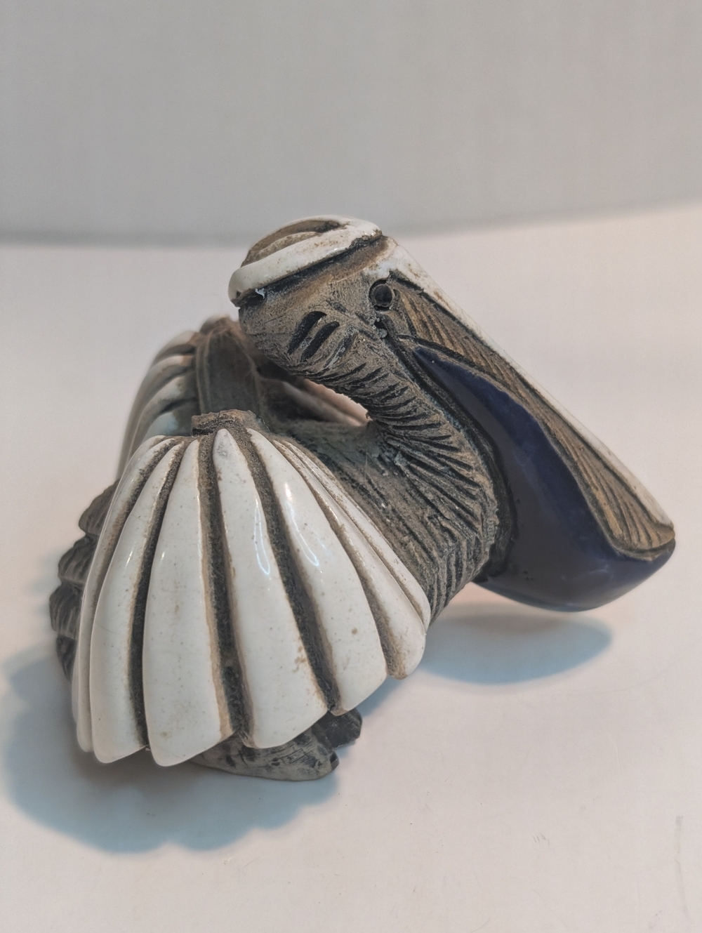 Vtg Artesania Rinconada Pelican Figurine Uruguay Signed Animal Pottery Bird